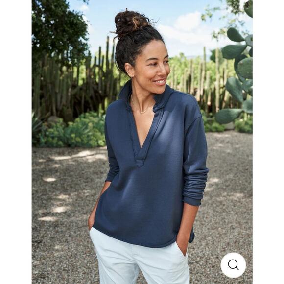 B58 Frank & Eileen Patrick Popover Fleece Sweatshirt M Rare Minimalist Chic - Picture 1 of 8